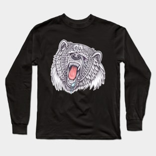 Grizzly bear face with ornament decoration Long Sleeve T-Shirt